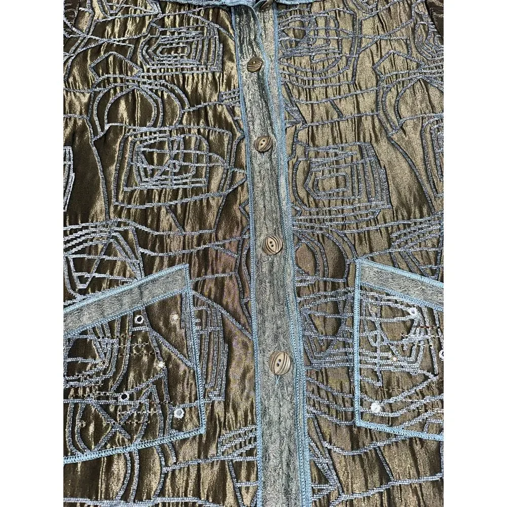 Yak Magik Women’s Jacket Embroidered Embellished Metallic Artsy Boho Nepal M/L - Picture 6 of 16